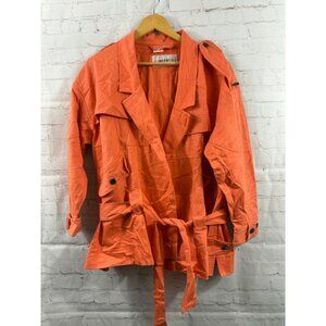 TOGETHER Military Cargo Jacket Women's Size Small Orange Belted Y2K Streetwear